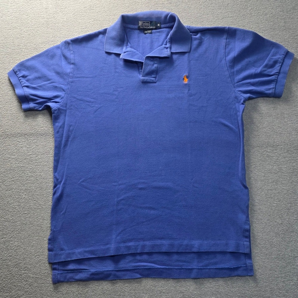 Polo Ralph Lauren Short Sleeve Polo Shirt Mens Medium Blue 100% Cotton Pony Logo